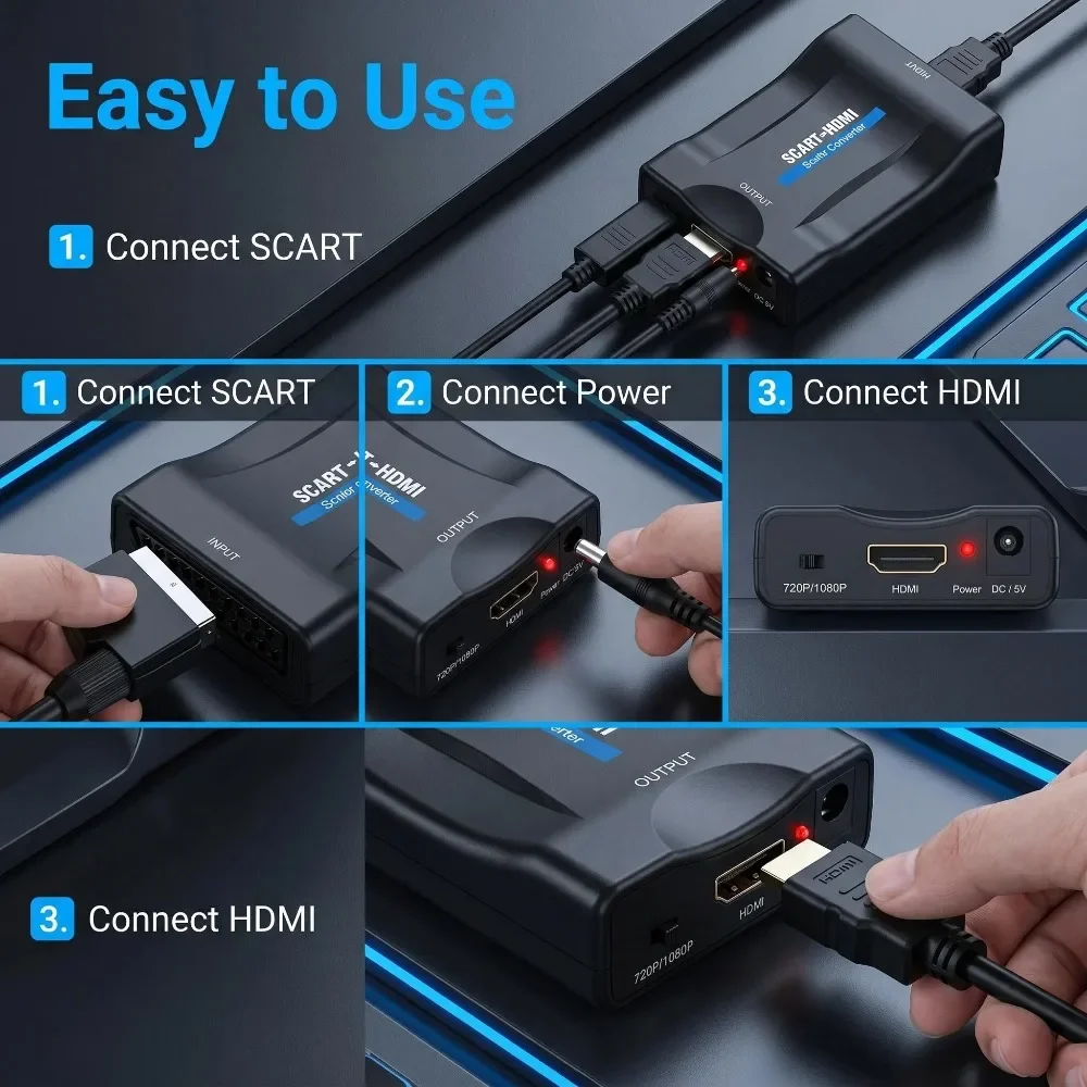 Adaptador convertidor con cabl - Scart To Hdmi reseña y precio